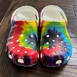 Tie dye crocs. Size J 6
